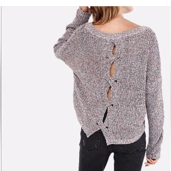 Express cable knit split back hi-lo multi colored sweater - Picture 1 of 6